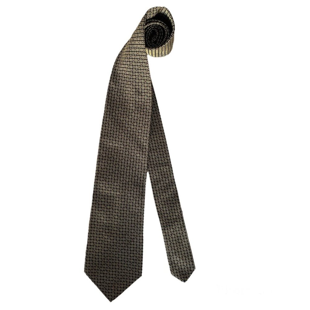 S.T. DUPONT Gold Geometric 100% Silk Tie Made In France 54”/3”.1/2 NWT